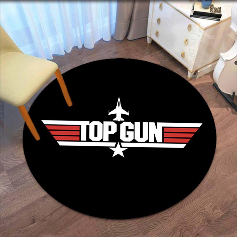Top Gun Printed Round Rug Carpet Chair Rug Area Rug Entryway Doormats,for Office Chair Living Room Bedroom Kitchen Room.