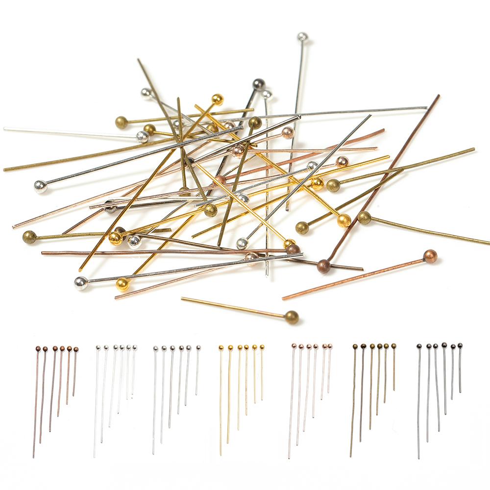 200pcs/lot 18 20 24 30 35 40 mm Gold Silver Metal Ball Head Pins for DIY Jewelry Making Head pins Findings Supplies Wholesale