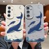 Для Samsung S25 Ultra S24 FE S23 S22 A16 A56 A36 A55 A15 A35 Чехол с рисунком кита, ТПУ, текстура кожи, мягкий матовый, противоударный, тонкий чехол для телефона