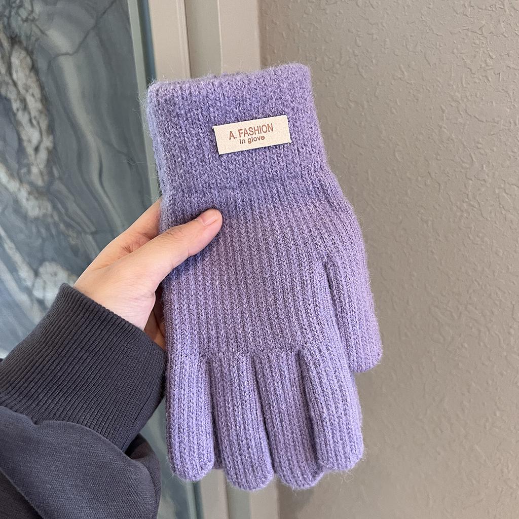 Однотонные вязаные шерстяные перчатки для зимы для мужчин и женщин, парные, утолщенные, теплые и непродуваемые, для студентов для катания на открытом воздухе, с сенсорным экраном