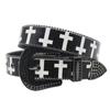 American Yabi Original Design Y2K Cross Pattern Rhinestone Printing Belt Y2K Trend Pu Leather Belt