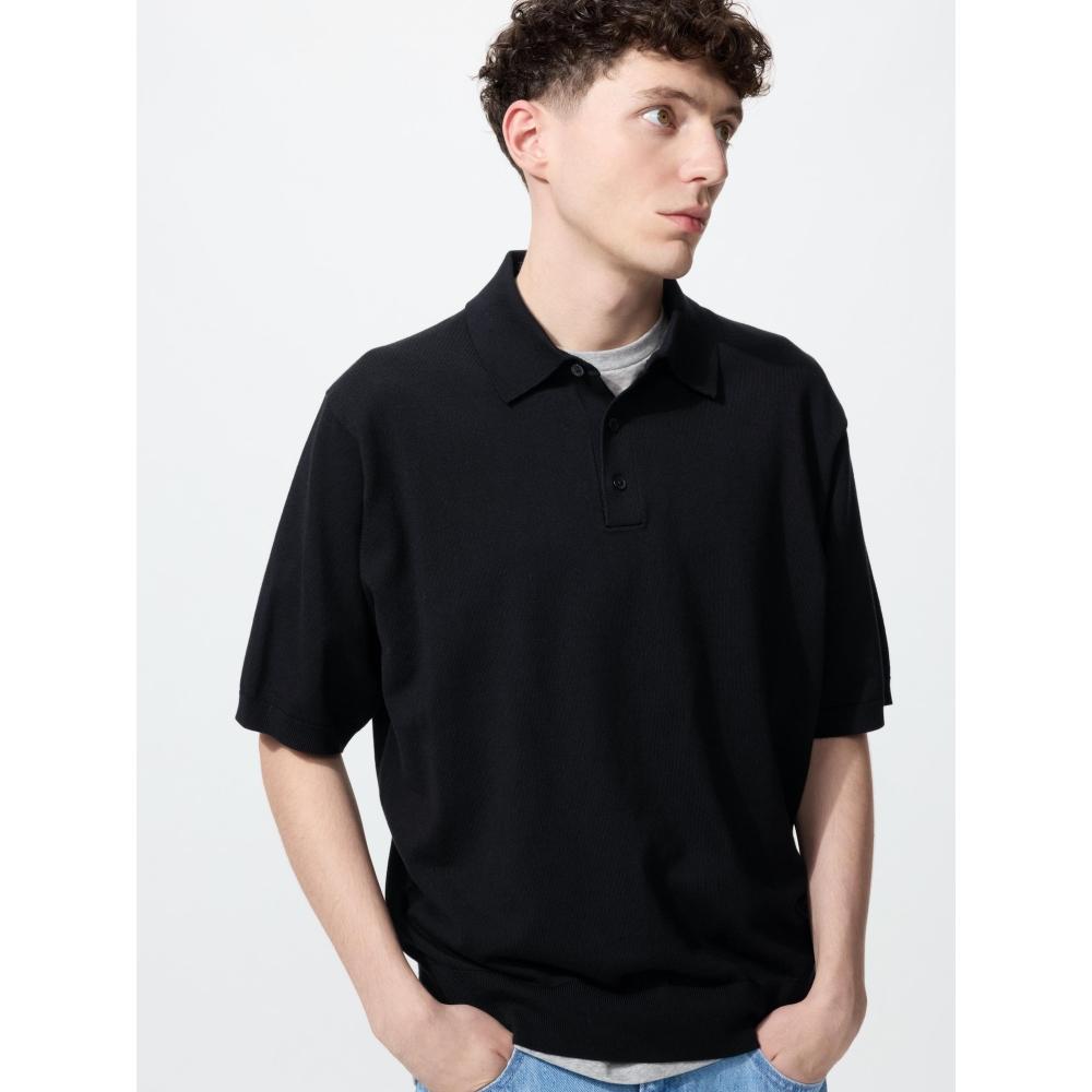 Uniqlo Стильный вязаный джемпер-поло, поддающийся стирке
