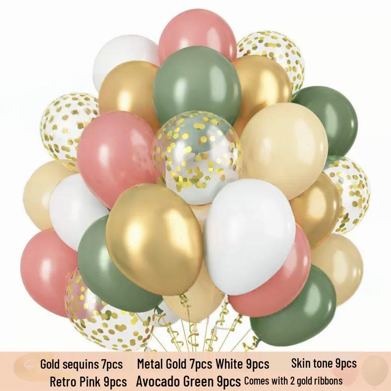 50PCS 12-inch Matte Balloon Set for Birthday, New Year, Wedding, and Party Decorations