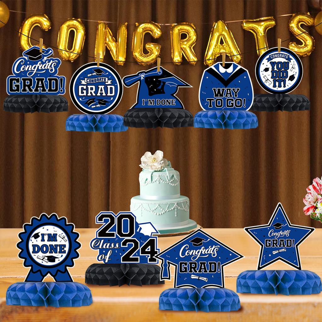 9 шт./набор украшений для выпускного вечера 2024 года, центральная часть выпускного стола, сотовые украшения для выпускного стола
