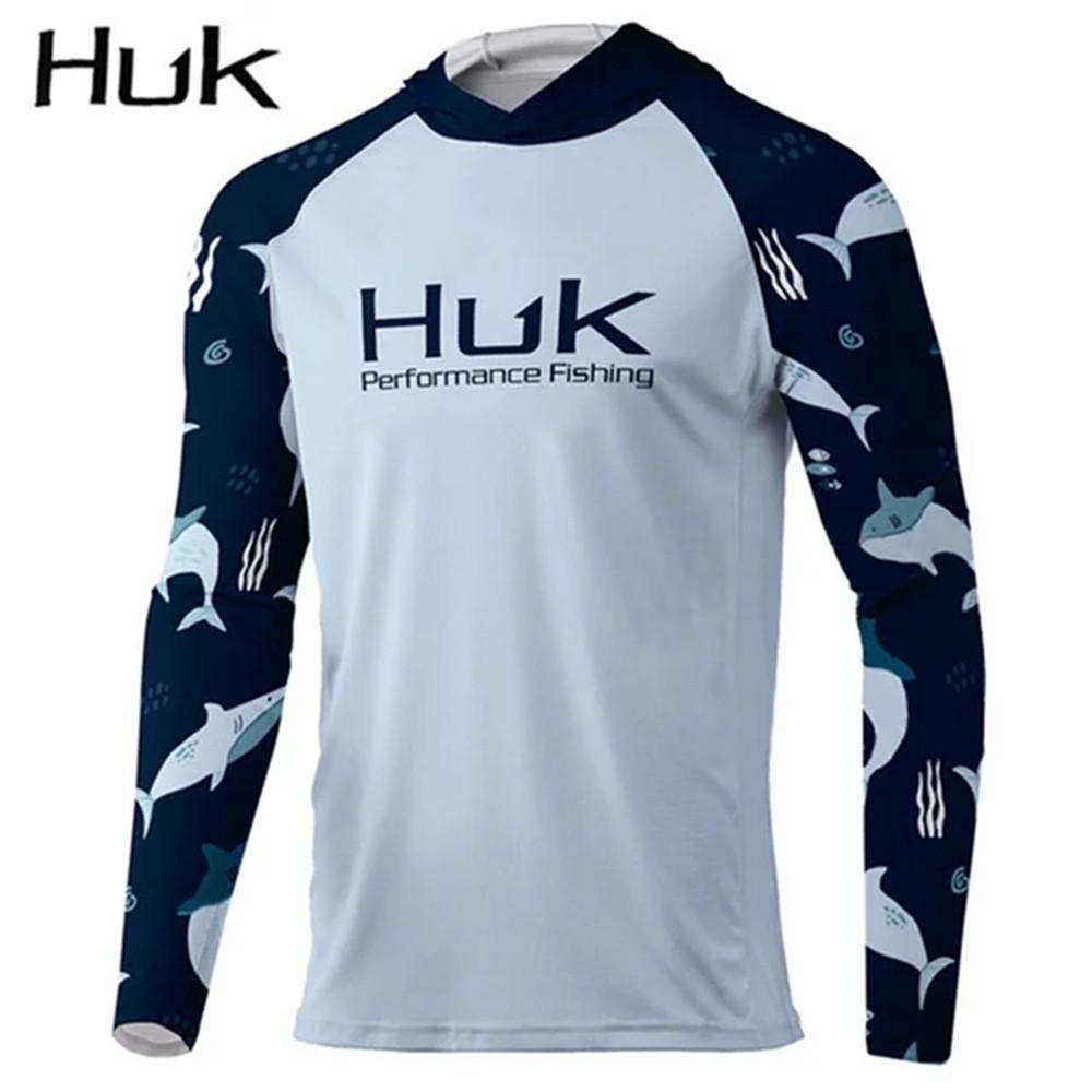 HUK fishing suit men's summer upf + 50 ice silk breathable and quick-drying fishing hooded long-sleeved Luya fishing suit