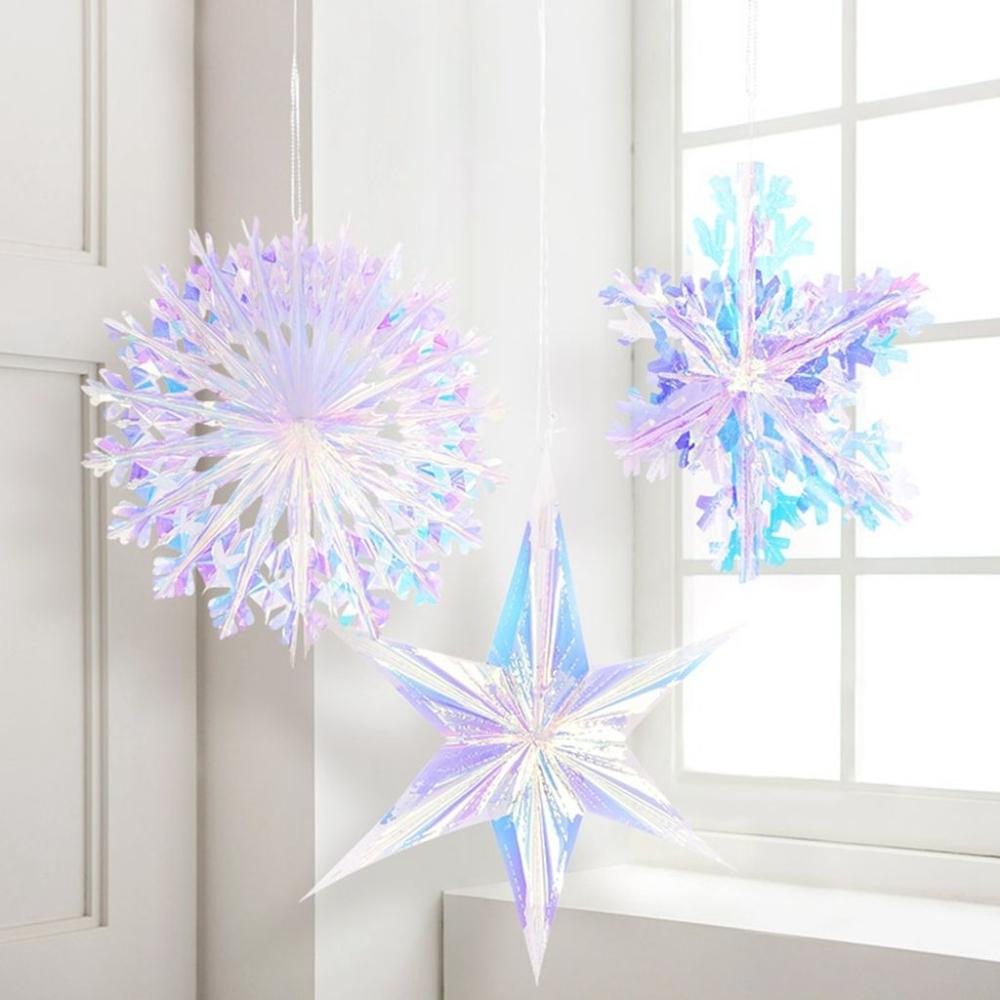 Принадлежности Неоновая пленка Снежинки Подвесные шары Голографический Снежный шар Домашний декор Рождественские украшения