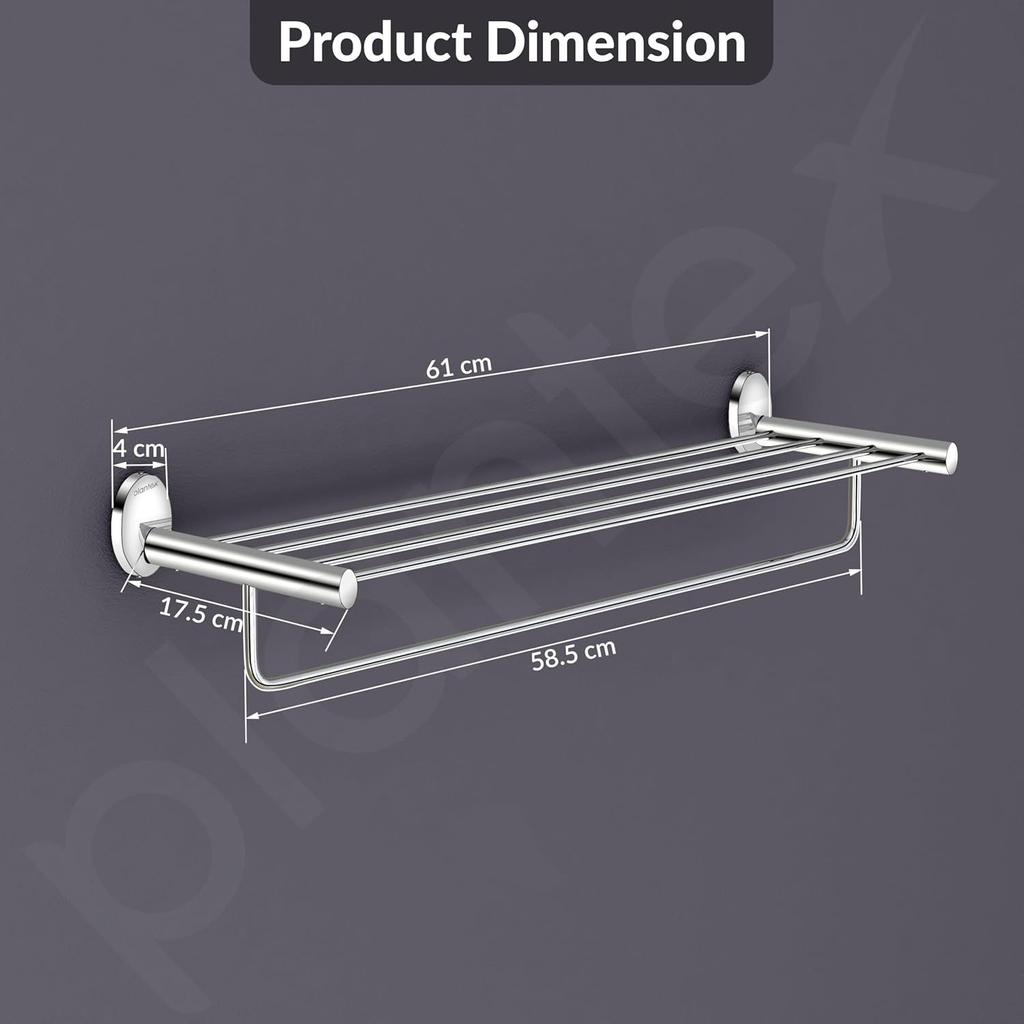 Stainless Steel Towel Holder In Bathroom/Cloth Hanger for Bathroom/Towel Rack/Bathroom Accessories - Oreva (Chrome)