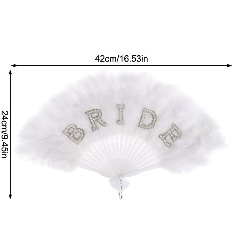 Элегантная невеста жемчужный веер с перьями ручной свадебное украшение складной веер принадлежности для вечеринки одиноких женщин реквизит для фотосъемки
