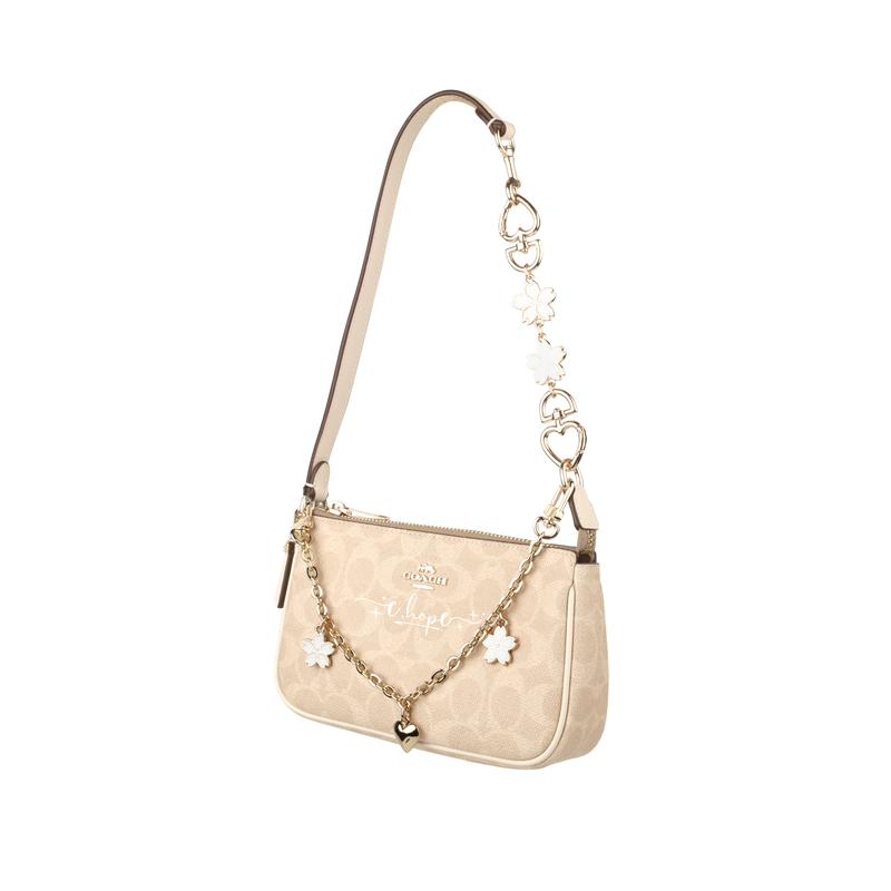 Coach [Индивидуальная сумка] Nolita 19 Jiuqi классическая с принтом под пресбиопию, покрытый холст, портативная плечевая сумка, маленький размер, женская сумка-беггл Baiyingcuo