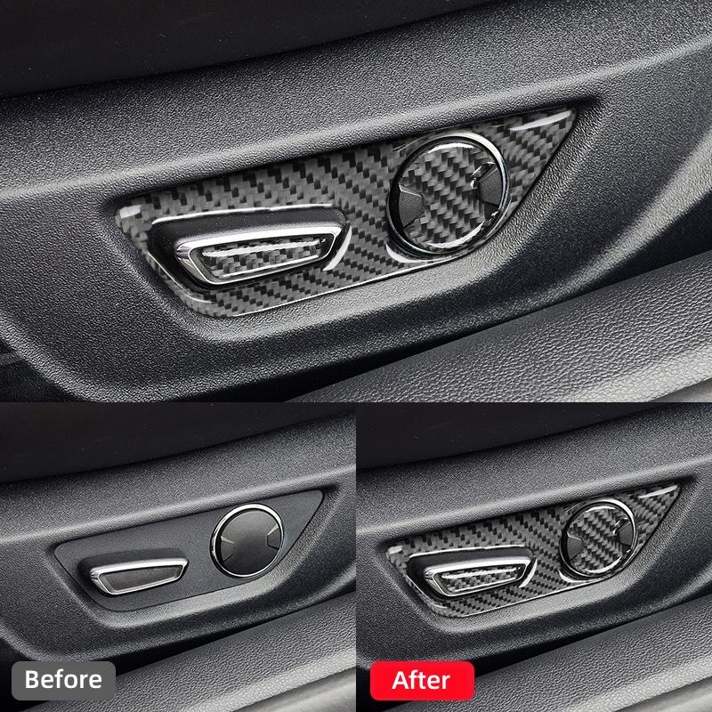 VHOH8 For Ford Mustang GT 2015-2021 Car Accessories Carbon Fiber Interior Car Seat Adjust Button Panel Frame Trim Cover Sticker Decor
