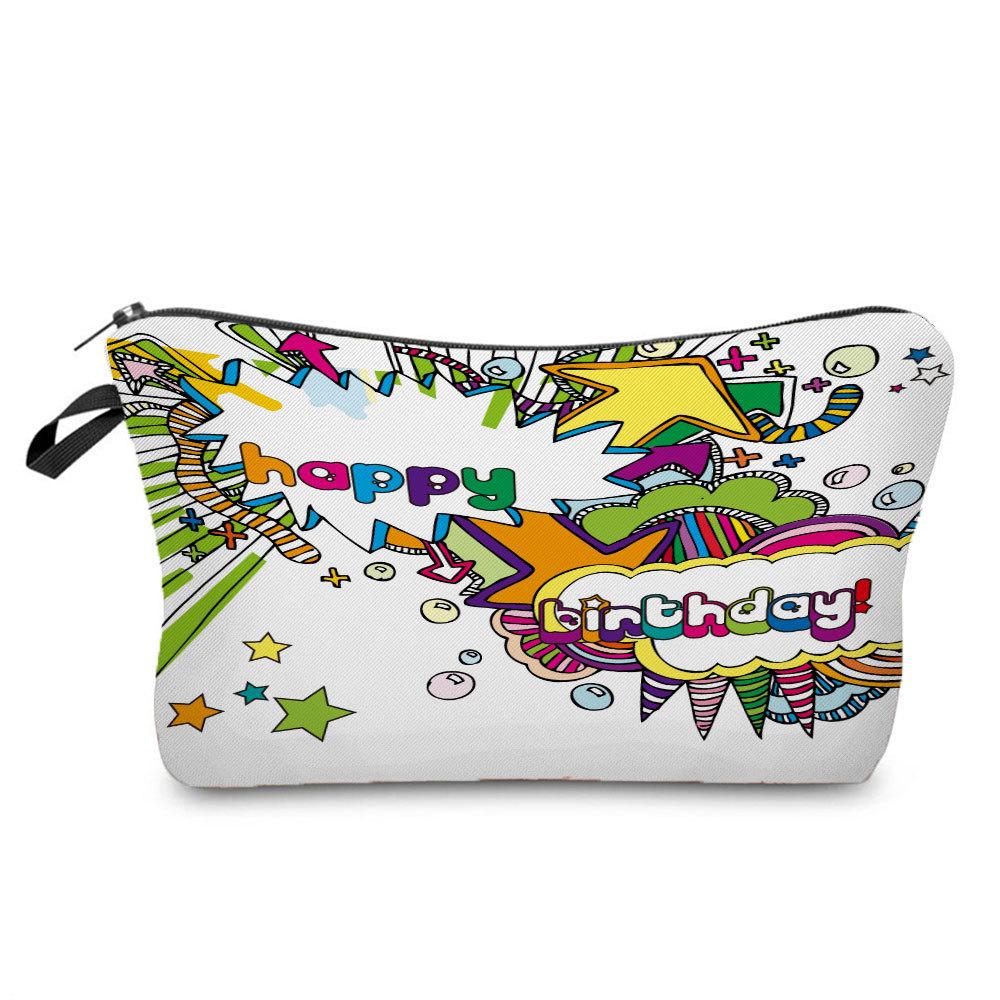 Women Cartoon English Alphabet Print Cosmetic Bag Toiletries Organize Travel Storage Case 6707 KTB