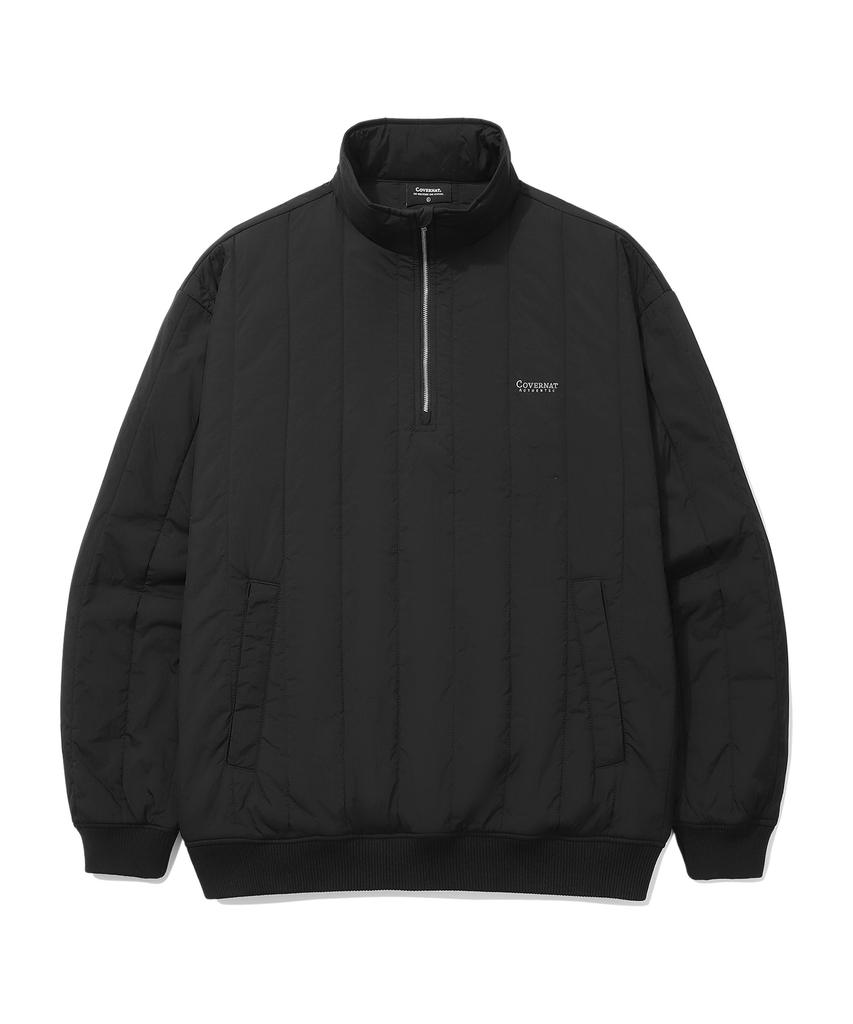 COVERNAT Quilted Half Zip Oversized Sweatshirt Black
