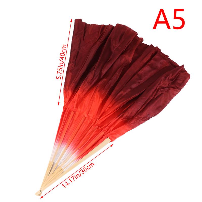 10-50Cm Length Adult Imitation Silk Dance Fan Double Sided Gradient Red Color Dancer Practice Dance Props Chinese Folk Dance Fan