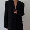 Spring Autumn New Korean Loose Retro Casual Coat Women Suit Black Slim