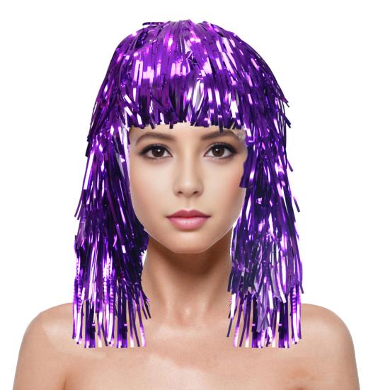 Парики из фольги для взрослых, блестящие парики из мишуры для карнавальных костюмов, блестящие парики из металлической мишуры, маскарадная диско-колпа для фотобудки, реквизит, принадлежности для косплея