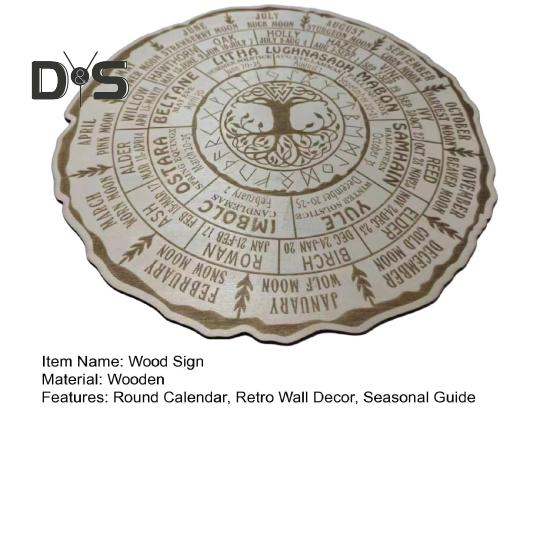 Настенный декоративный знак Колесо года, деревянная табличка, круглый календарь на дереве, колесо года, украшение для языческого домашнего уголка для медитации