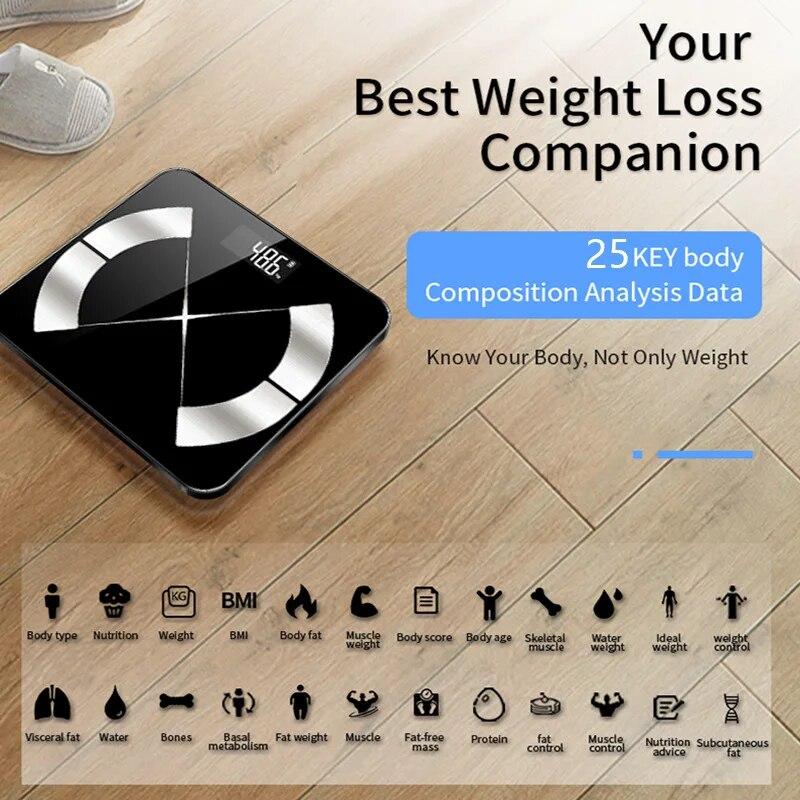 Body Fat Scale Smart Wireless Digital Bathroom Weight Scale Body Composition Analyzer With Smartphone App Bluetooth-compatible