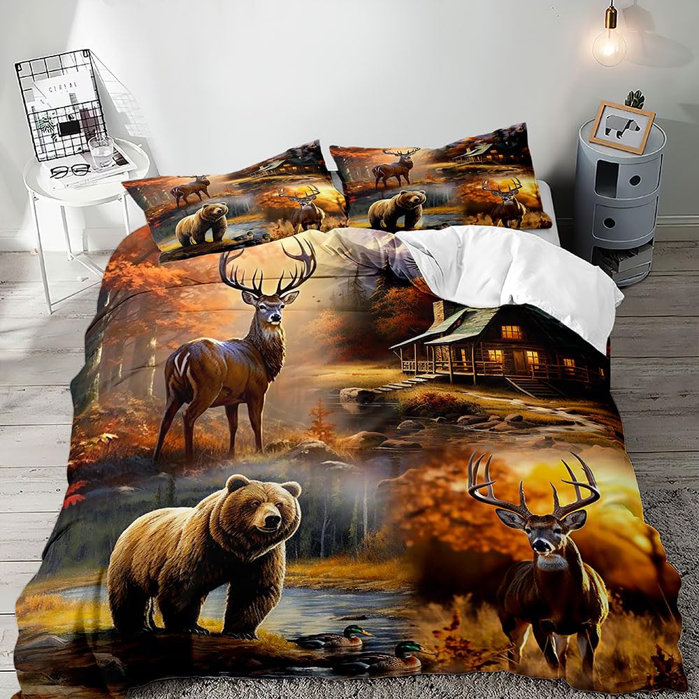 Wildlife Duvet Cover Set For Teens Adults Queen King Size Quilt Covers Lightweight Down 2 Pillowcases 1 Duvet Cover No Comforter