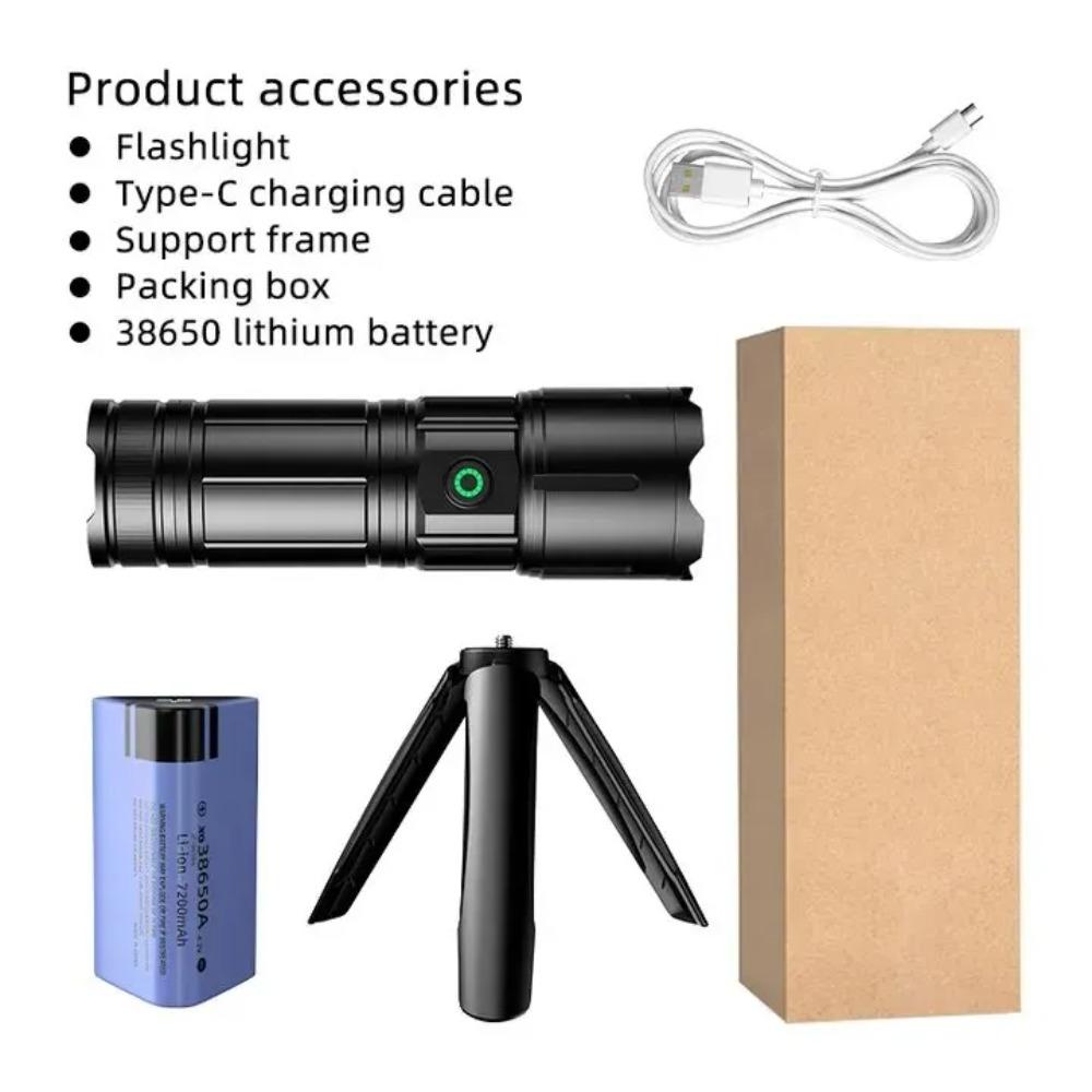 60w Super Bright 200m High Power LED Flashlight Torch Type-c Rechargeable Powerful Outdoor Self Defense Handlamp Camping Lantern