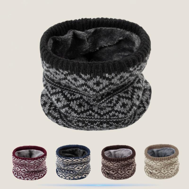 Neck protection neck cover men's and women's autumn and winter fashion versatile velvet cold-proof double-layer warm knitted wool scarf