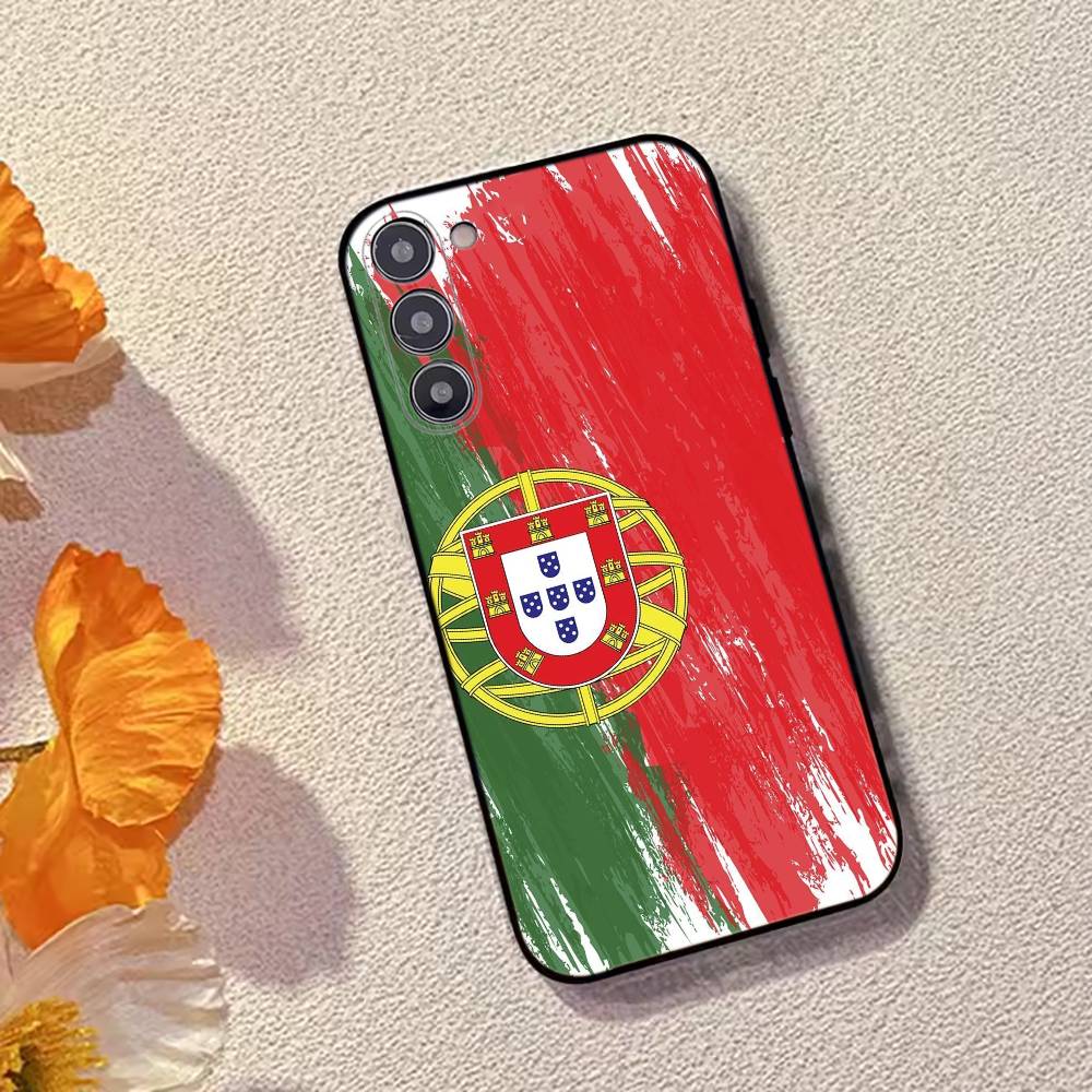 P-Portugal Flag Soccer Support Phone Case Black Silicone Soft For Samsung Galaxy A73,A72,A71,A70,A53,A52,A51