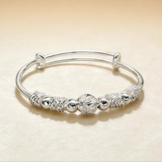 Pure Silver999Hollow Exquisite Rotating Bead Bracelet for Women, Fashion Jewelry, Silver-Plated Copper, European and American Style Rotating Bead