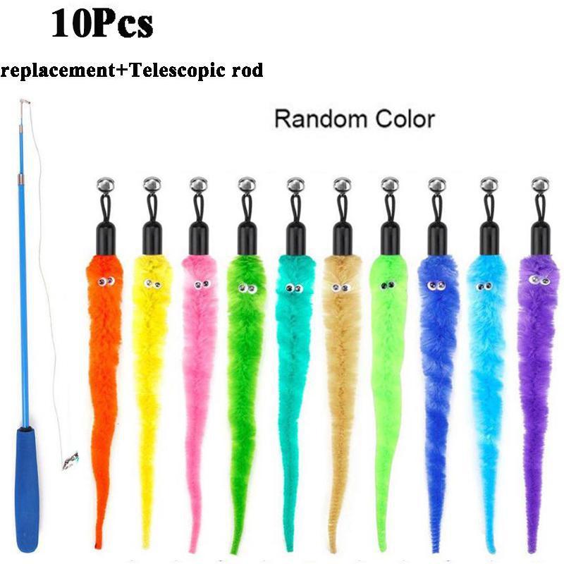 Замените плюшевые аксессуары для кошек, червяков, сменную голову, забавную кошачью палочку, игрушки для домашних животных 5/10/6/11 шт.