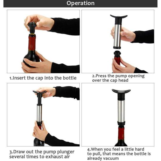 Вакуумное вино с насосом-пробкой 4 пробки Укупорка для бутылок Сохранитель Нержавеющая сталь Вино