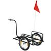Bicycle Cargo Trailer 40 Kg Steel Hand Cart With Red Flag 16 Inch Wheels 145x60x42 Cm Black
