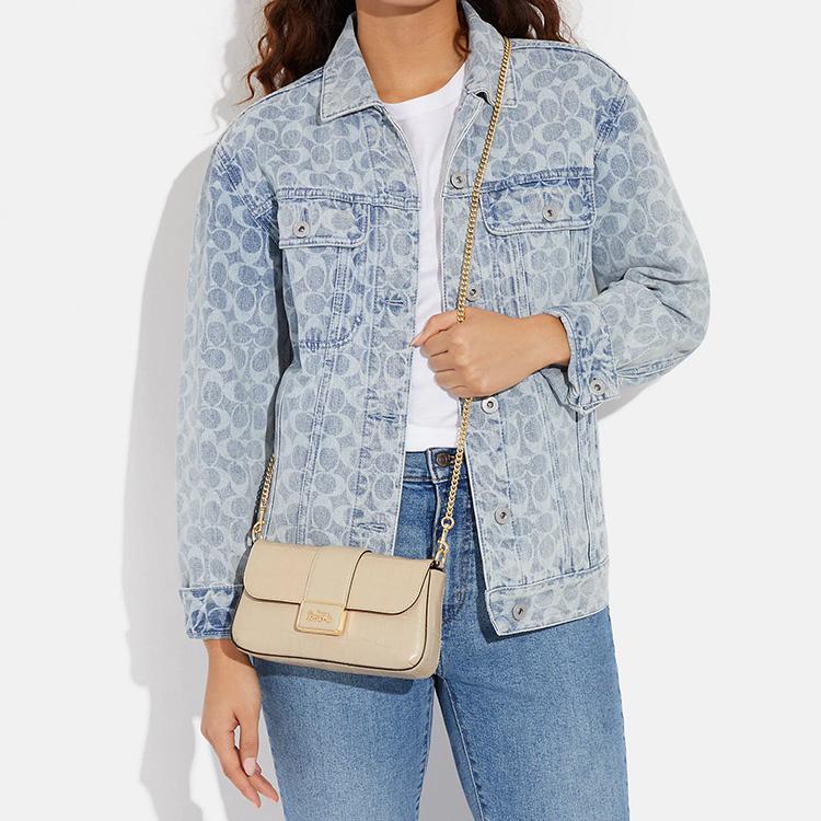 Новая женская мини-сумка COACH Grace из кожи с тиснением под крокодила, сумка через плечо, сумка кроссбоди, белая слоновая кость CF374-IMIVO