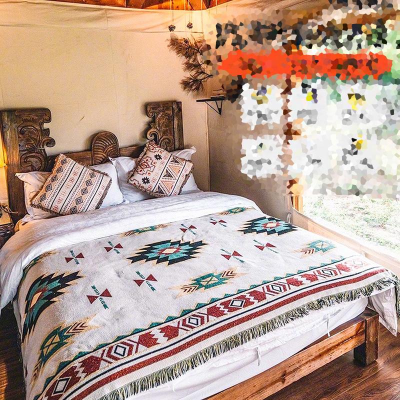 WTEMPO Various Sizes Bohemian Style Blankets Camping Table Cloth Ethnic Style Blanket Sofa Blanket Advanced Tent Cold-proof Blanket