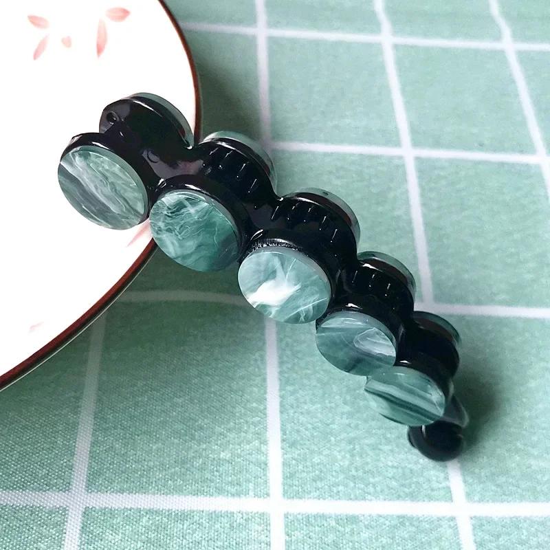 Простая заколка-банан с мраморным узором, элегантная женская заколка для волос с леопардовым принтом из ацетата, повседневная большая заколка для волос в черепаховом стиле