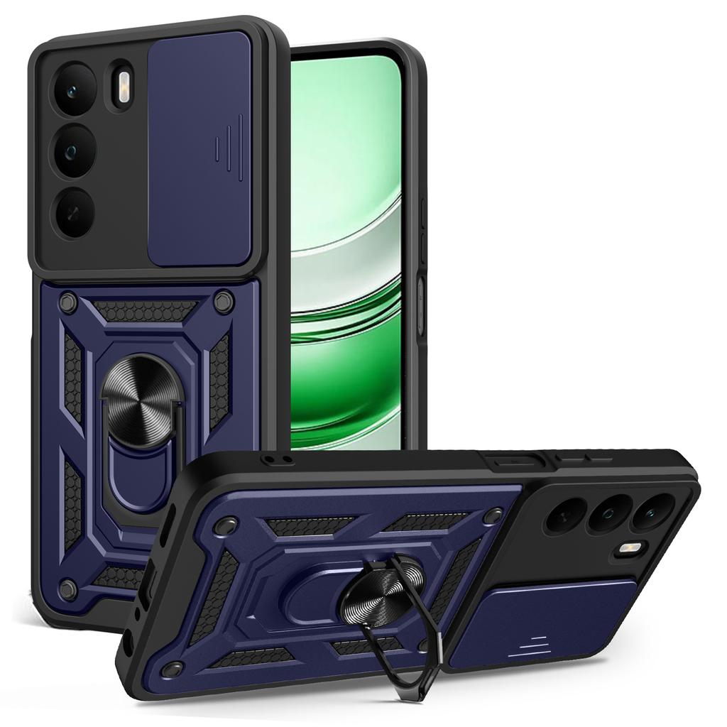 Для Realme C71 4G Чехол с выдвижной крышкой для камеры PC+TPU Подставка Чехол для телефона