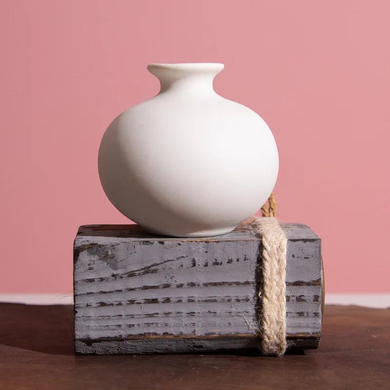 INS Flower Vase Decoration Ceramic Small Vase White Crafts Flower Bottle Living Room CeramicThe Nordic Minimalist Style