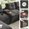 Modular corner sofa 6-seater U-/L-shape, 2 storage ottomans, console with shelf surface, compartment & cup holders, USB & Type-C, chenille, Grey