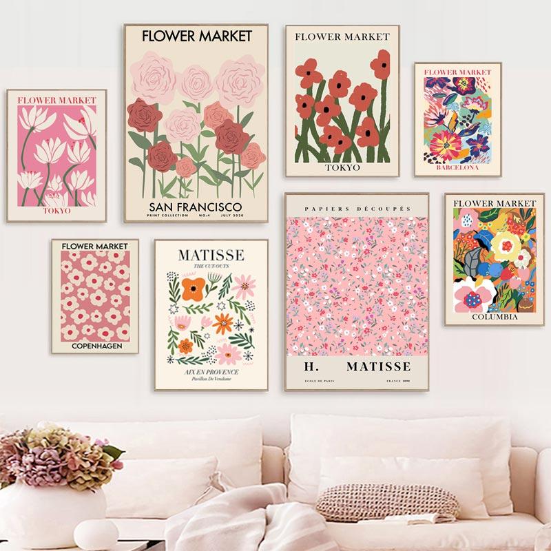 Abstract Flower Market Art Canvas Poster Aesthetic Matisse Painting Retro Floral Print Nordic Wall Picture for Living Room Decor