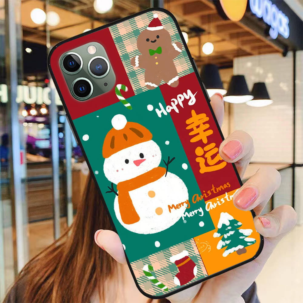 BS-13 Силиконовый чехол Happy Merry Christmas для iPhone 15 14 Xiaomi POCO M6 F6 Redmi Note 13 12 13C 8 9 Samsung S24 S23 S22 S21 FE Pro Plus Ultra