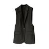 Fashion Temperament Capable Style New Version of All Black Suit Vests Female Autumn Wear