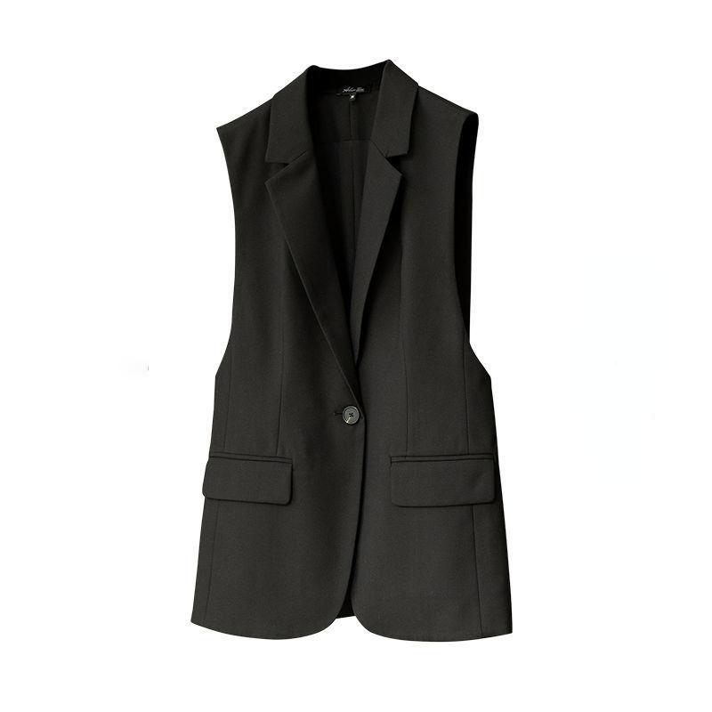 Fashion Temperament Capable Style Version of All Black Suit Vests Female Autumn Wear