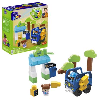 Набор Mega Bloks Green Town Зарядная станция для электромобилей (Набор из 34 предметов) для возраста от 1 года и старше (HDX90)