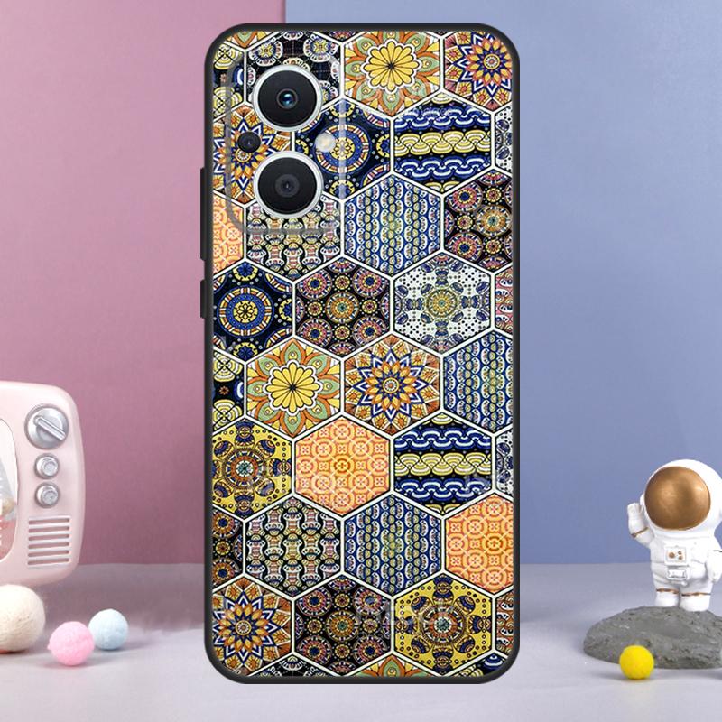 Эстетичный чехол в стиле бохо с мозаикой для OPPO Reno 14 F 11F 12F 13F 10 11 12 13 Pro 7 8 Lite OPPO Find X8 X6 X5 X9 Pro