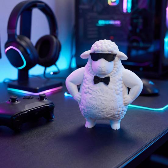 Милая Классная Фигурка Овцы 3D Печать Маленький Ягненок с Солнечными Очками и Галстуком-Бабочкой Новинка Животное Скульптура для Дома Офиса Декора Стола