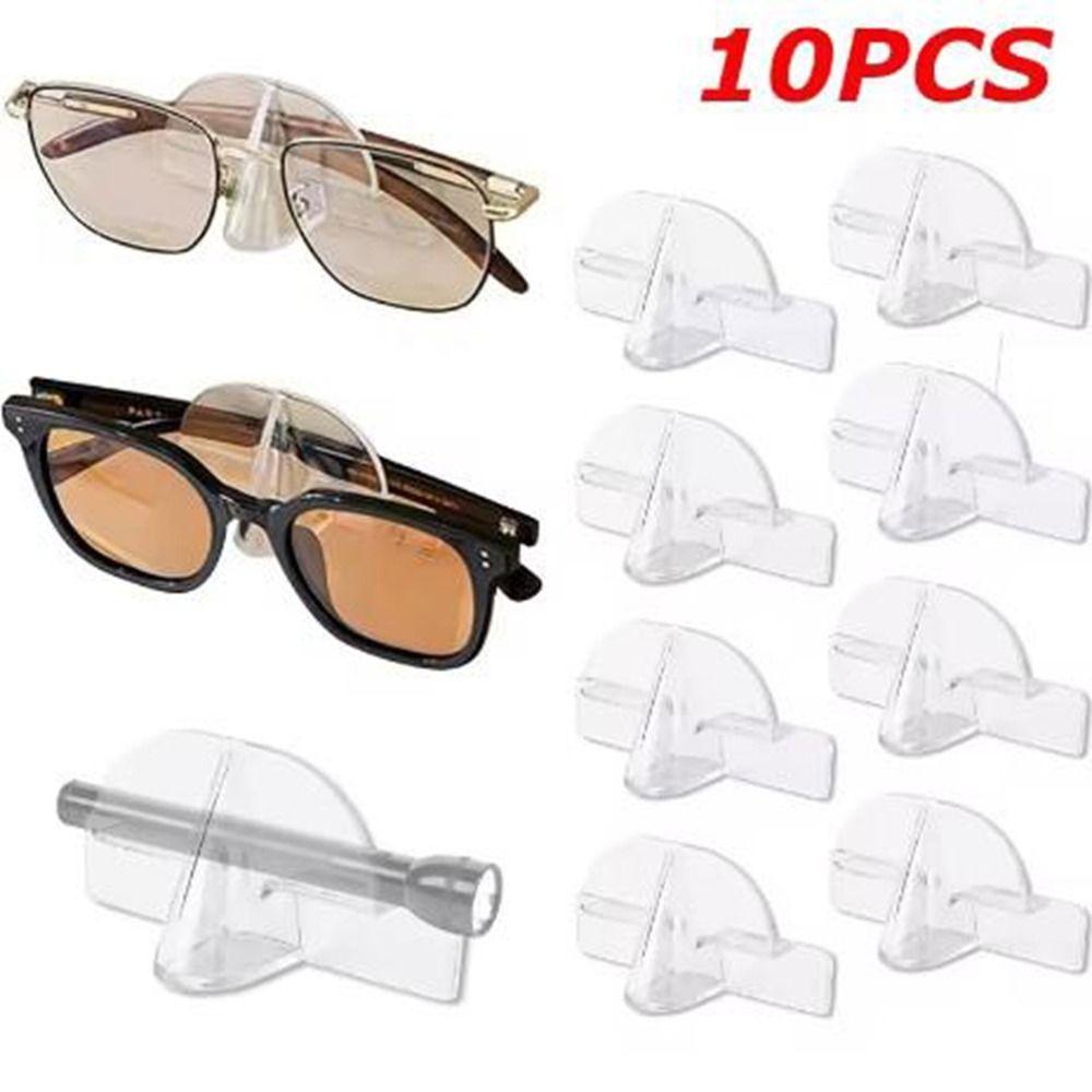10Pcs Clear Glasses Storage Rack Self Adhesive Glasses Wall Holder Glasses Display Holder for Home