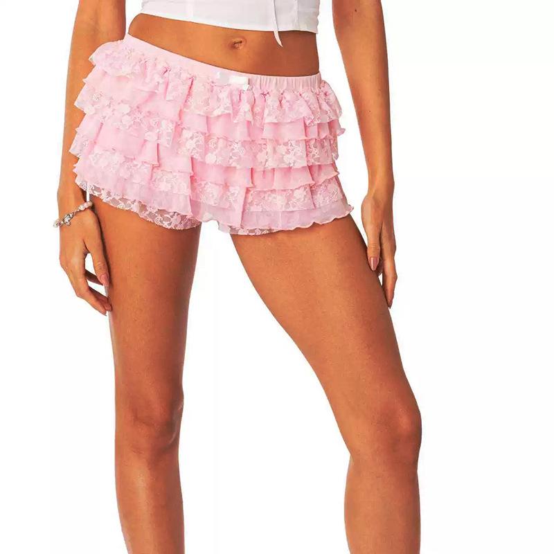 Трендовые кружевные многослойные брюки-юбка 2025 - Сексуальное и стильное мини для пикантного образа (ОК83)