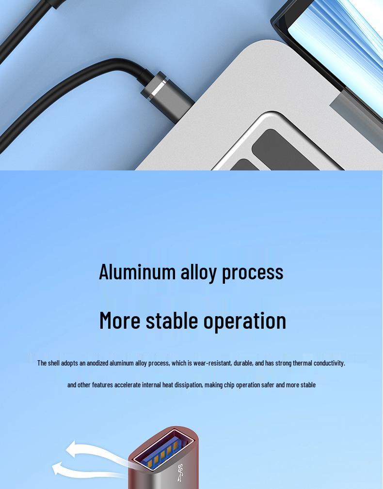 Многофункциональная док-станция расширения Type-C: USB 3.0 хаб для мыши, клавиатуры, U-диска и OTG-конвертации.