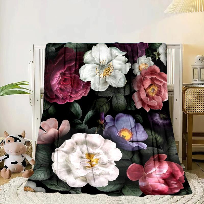 Stained Glass Peonies Blanket Flannel Blanket Throw Blanket Sofa Cover Blanket Soft Premium Blanket Picnic Blanket Tv Blanket Gifts