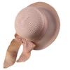 Ribbon Bowknot Decor Straw Hat Round Dome Solid Color Folding Women Big Brim Sunscreen Travel Hat Fashion Accessories