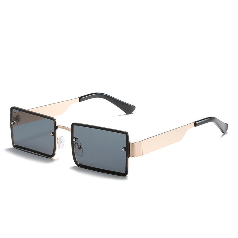 Square Sunglasses European And American Trend Metal Wide-Leg Square Glasses Personalized Multi-Color And Colorful Sunglasses