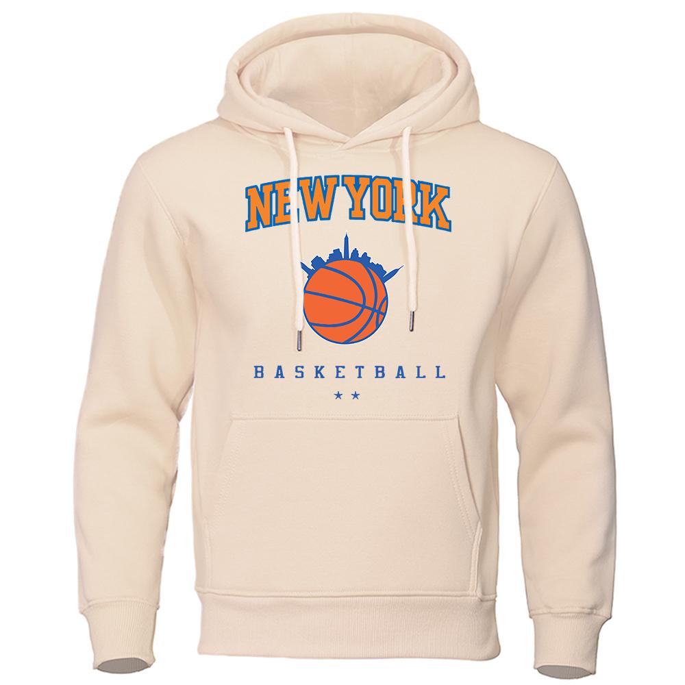 Newyork Basketball Город, укоренившийся в баскетболе Мужская одежда Толстовка с капюшоном Мультфильмы Флис Осенняя толстовка с круглым вырезом Толстовка