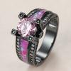 Европейское и американское кольцо с черным золотом, розово-красным и розовым круглым бриллиантом, женское универсальное кольцо